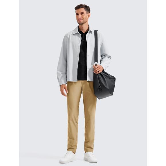 NWT CRZ YOGA Men’s Golf Pants Khaki Sand 28W x 30L Quick Dry Stretch Casual - Picture 4 of 6